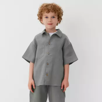Рубашка для мальчика KAFTAN Linen, размер 34 (122-128 см), серая