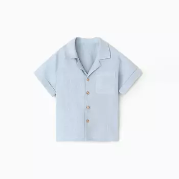Рубашка для мальчика «Крошка Я» Linen, рост 92-98 см, голубая