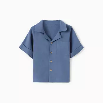 Рубашка для мальчика «Крошка Я» Linen, рост 86-92, синяя