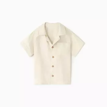 Рубашка для мальчика «Крошка Я» Linen, рост 86-92, молочная