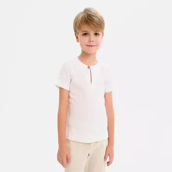 Рубашка для мальчика MINAKU: Cotton Collection, белая, рост 122 см