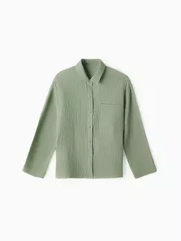 Рубашка из муслина для девочек KAFTAN, рост 158 см, зелёная