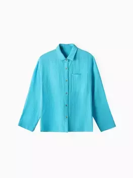 Рубашка из муслина для девочек KAFTAN, рост 146 см, голубая