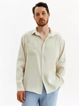 Рубашка мужская с длинным рукавом MIST, размер 50, молочная