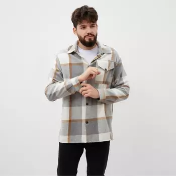 Рубашка мужская в клетку MIST, размер 46, серый