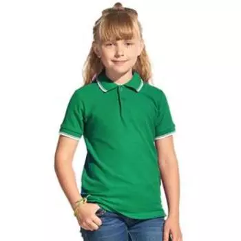 Рубашка поло детская, размер 12 лет, цвет зелёный
