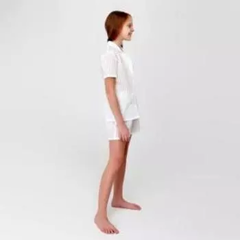 Рубашка с коротким рукавом для девочки MINAKU: Light touch цвет белый, рост 140