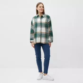 Рубашка женская, цвет белый/зеленый, размер 50-54