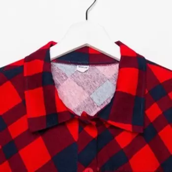 Рубашка женская, цвет красный/клетка, размер 52