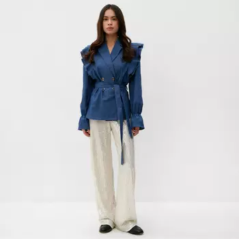 Жакет женский джинсовый с воланами MIST, размер 46, синий