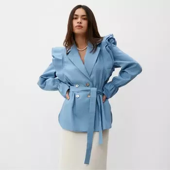 Жакет женский джинсовый с воланами MIST, размер 42, голубой