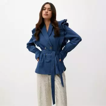 Жакет женский джинсовый с воланами MIST, размер 42, синий