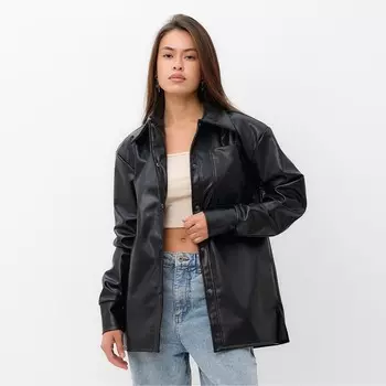 Рубашка женская из экокожи MIST: Base, размер 40, чёрный