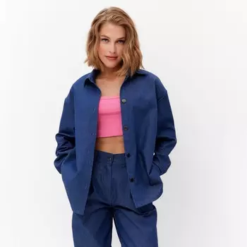 Рубашка женская MINAKU: Jeans Collection, размер 50, синий