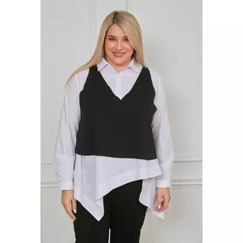 Рубашка женская, размер 54, цвет чёрно-белый