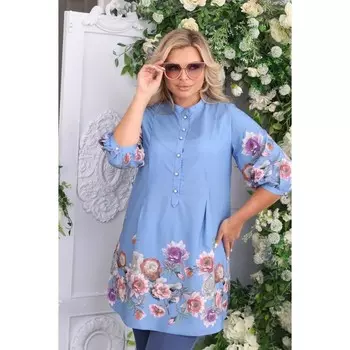 Рубашка женская, размер 56, цвет голубой