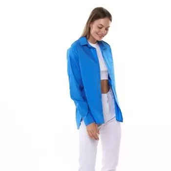 Рубашка женская с карманом, цвет синий, размер 46