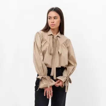 Рубашка женская с лентами MIST, размер 48, бежевый