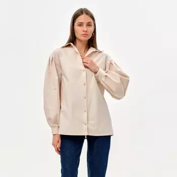 Рубашка женская с объёмными рукавами MINAKU: Casual Collection, размер 44, молочный