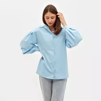 Рубашка женская с объёмными рукавами MINAKU: Casual Collection, размер 48, голубой