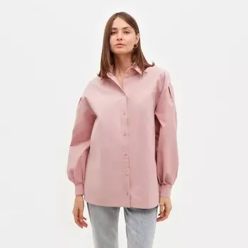 Рубашка женская с объёмными рукавами MINAKU: Casual Collection, размер 42, тёмно-розовый