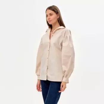 Рубашка женская с объёмными рукавами MINAKU: Casual Collection, размер 48, молочный
