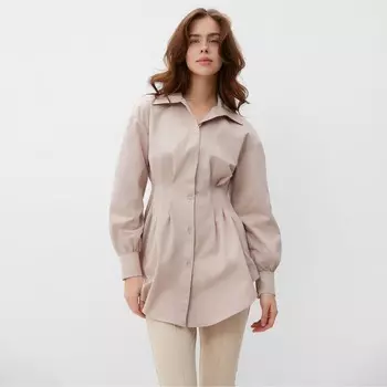 Рубашка женская удлиненная MINAKU: Casual Collection, размер 42, серо-розовый