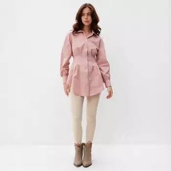 Рубашка женская удлиненная MINAKU: Casual Collection цвет розовый, р-р 44