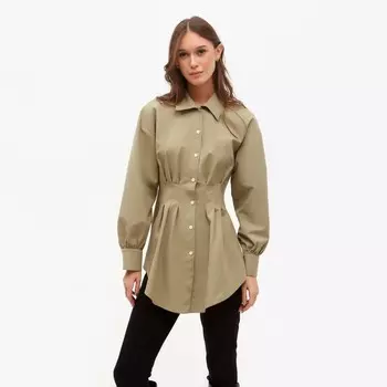Рубашка женская удлиненная MINAKU: Casual Collection, размер 46, зелёный