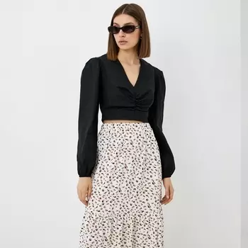 Блузка женская укороченная MIST Summer time, размер 44, чёрный