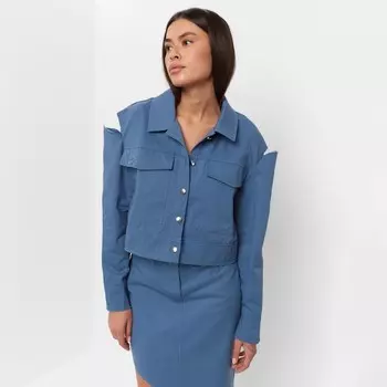 Рубашка женская укороченная с разрезами MIST: Denim, размер 42, синий