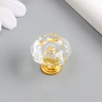 Ручка для шкатулки металл "Кристалл прозрачный" золото 2,6х2,6х2,4 см