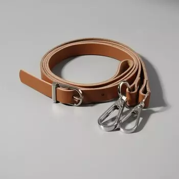 Ручка для сумки из натуральной кожи, регулируемая, с карабинами, 125 ± 2 см 1,2 см, цвет бежевый/серебряный