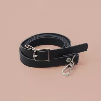 Ручка для сумки из натуральной кожи, с карабинами, 1251.2 см, чёрная