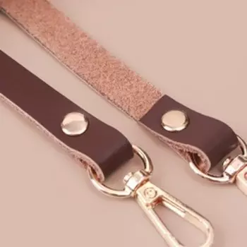 Ручка для сумки из натуральной кожи, с карабинами, 1251.2 см, коричневая