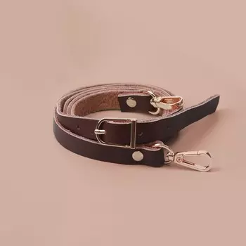 Ручка для сумки из натуральной кожи, с карабинами, 1251.2 см, коричневая