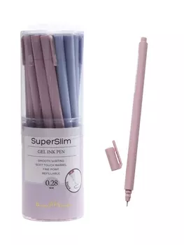 Ручка гелевая BrunoVisconti. Super Slim. Zefir 0.28 мм, стерж/черн, МИКС