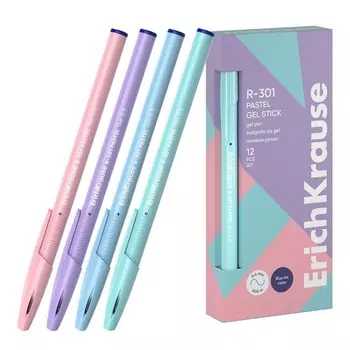 Ручка гелевая ErichKrause R-301 Gel Stick Pastel узел 0.5 мм, чернила синие, длина непрерывной линии 600 м