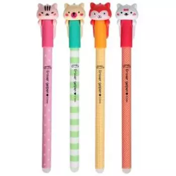 Ручка гелевая-прикол "Котик" со стираемыми чернилами, стержень черный, корпус МИКС (штрихкод на штуке)