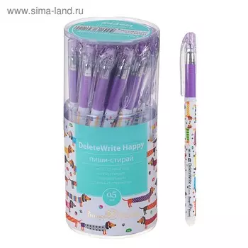 Ручка гелевая со стираемыми чернилами DeleteWrite «Таксы», узел 0.5 мм, синие чернила, матовый корпус Silk Touch