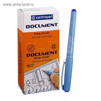 Ручка капиллярная, 0.1 мм, Centropen "Document" 2631, длина письма 500 м, синяя, картонная упаковка