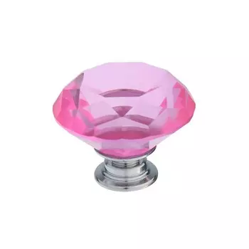 Ручка кнопка CAPPIO, цвет розовый "Алмаз", стеклянная, d=40 мм