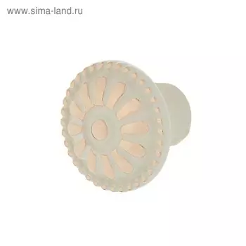 Ручка кнопка РК201, белая, с золотой вставкой