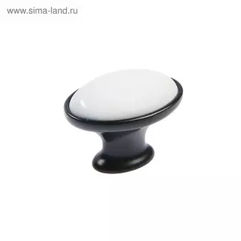 Ручка-кнопка ТУНДРА РК023BL LIGHT, чёрная с белой вставкой, 8 шт