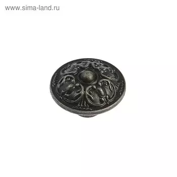 Ручка кнопка ТУНДРА VINTAGE 005, цвет старое серебро
