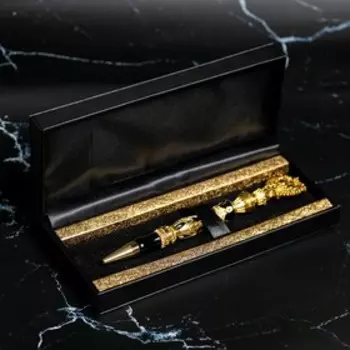 Ручка металл с гербом, цвет черный