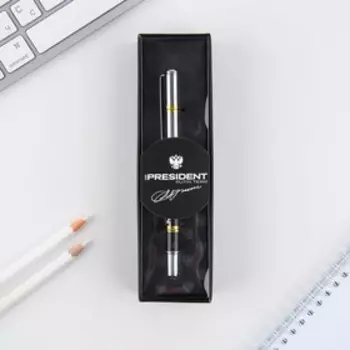 Ручка металл с колпачком «Герб», фурнитура серебро, 1.0 мм