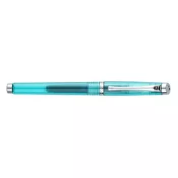 Ручка перьевая PIERRE CARDIN I-SHARE, корпус пластик, отделка сталь и хром, узел 0.6 мм, чернила синие, прозрачная, бирюзовая
