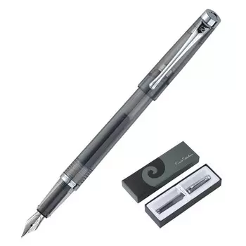 Ручка перьевая PIERRE CARDIN I-SHARE, корпус пластик, отделка сталь и хром, узел 0.6 мм, чернила синие, прозрачная, серая