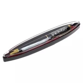 Ручка подарочная, шариковая «Рябь», поворотная, в пластиковом футляре, чёрная с золотистыми вставками